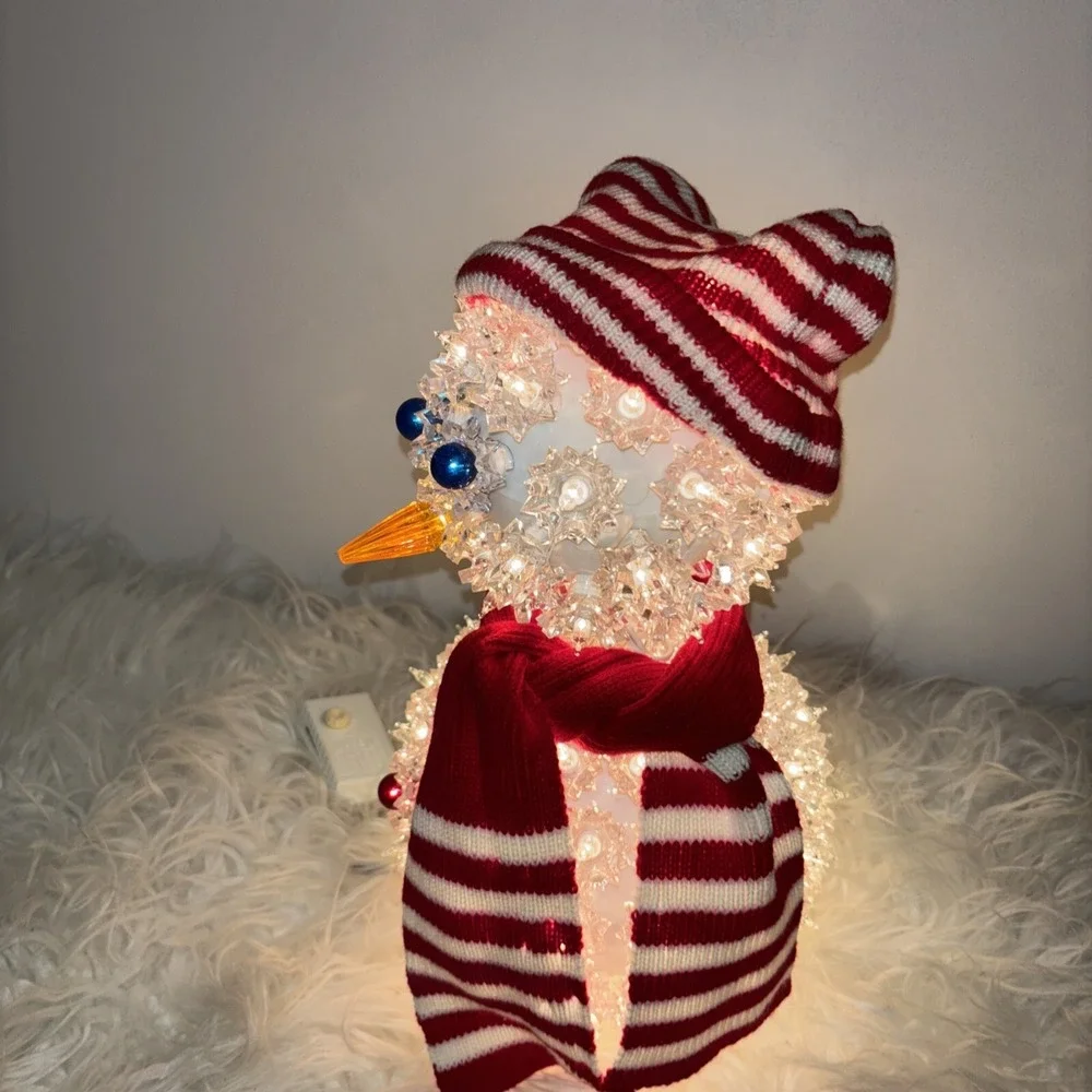 Vintage Snowman Lighted Decoration Atomic Star Burst Shaped Light Covers With